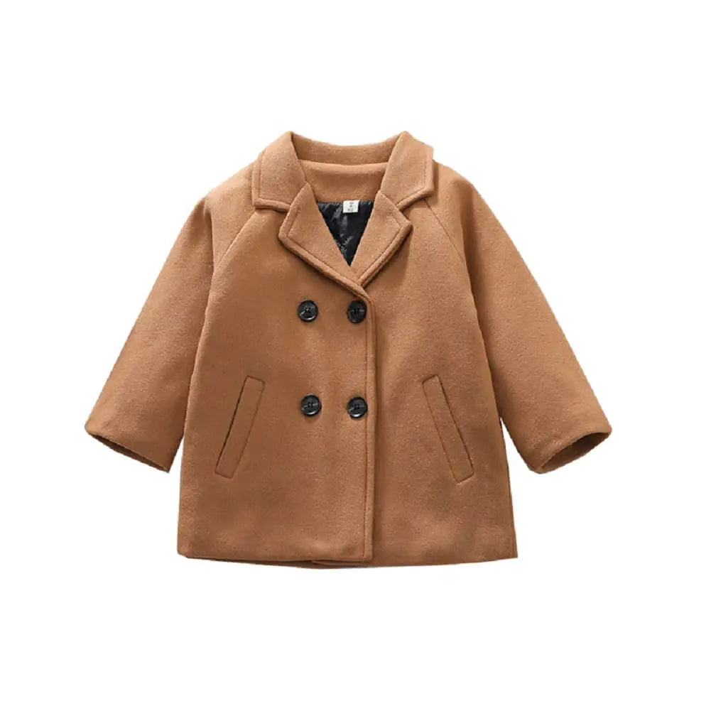 MoZiKQin Toddler Baby Boys Girls Wool Coat Winter Warm Double Breasted Trench Coat Kids Jacket Outwear Clothes (Khaki6-7 Years)