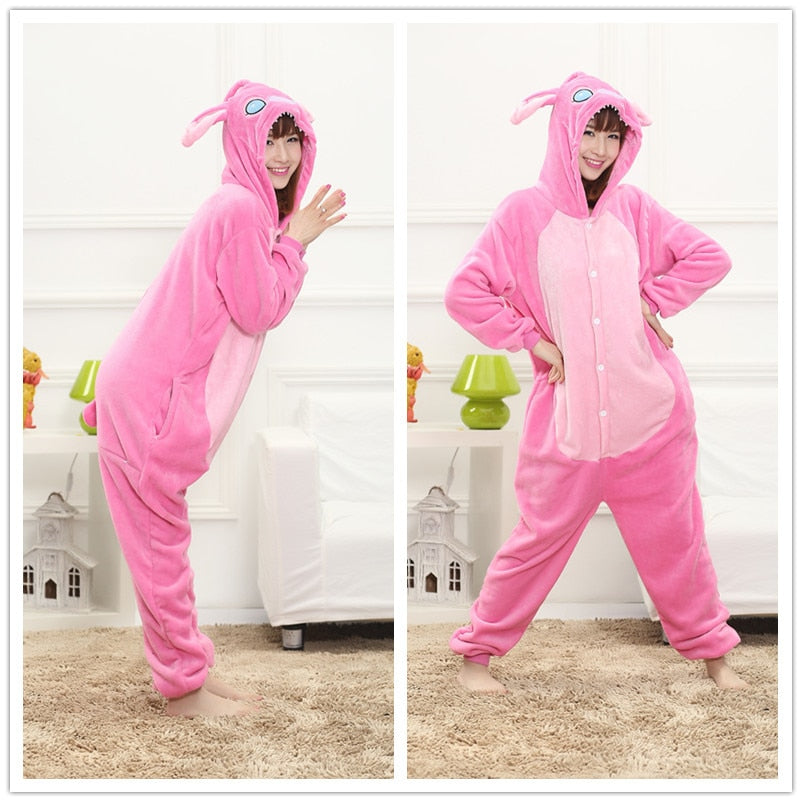 Animal Stitch Kigurumi Unicorn Onesie Adult Teenagers Women Pajamas Funny Flannel Warm Soft Overall Onepiece Night Home Jumpsuit
