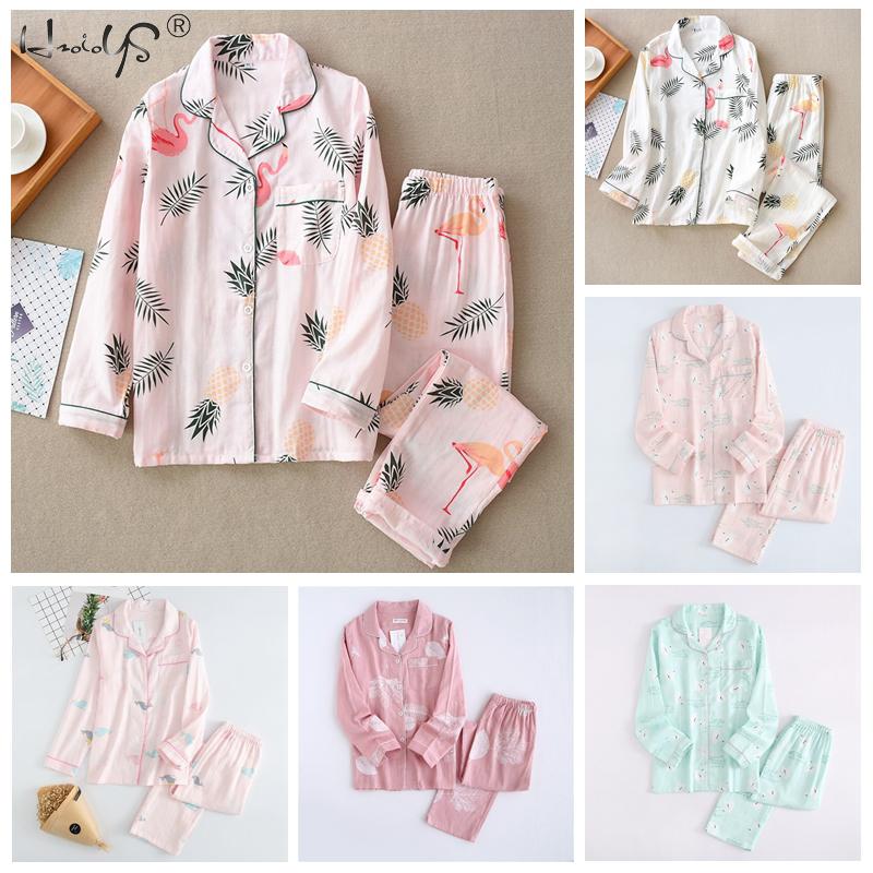 100% Cotton Winter Women Pajamas Set Long Sleeve Clothing Cartoon Sleepwear Autumn Plus Size Pajamas Suit Homewear 2 Pieces Sets
