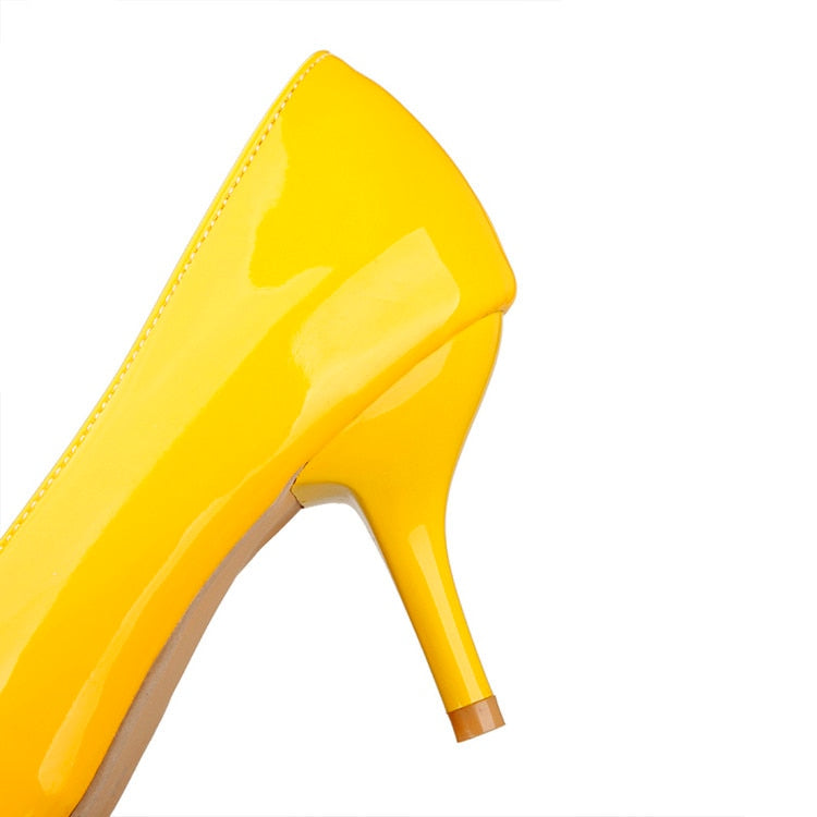 Women Shoes High Heel Limited Zapatos Mujer Tacon New 2017 Pointed Toe Ol Women Pumps Genuine Patent High Shoes Size 34-51 668