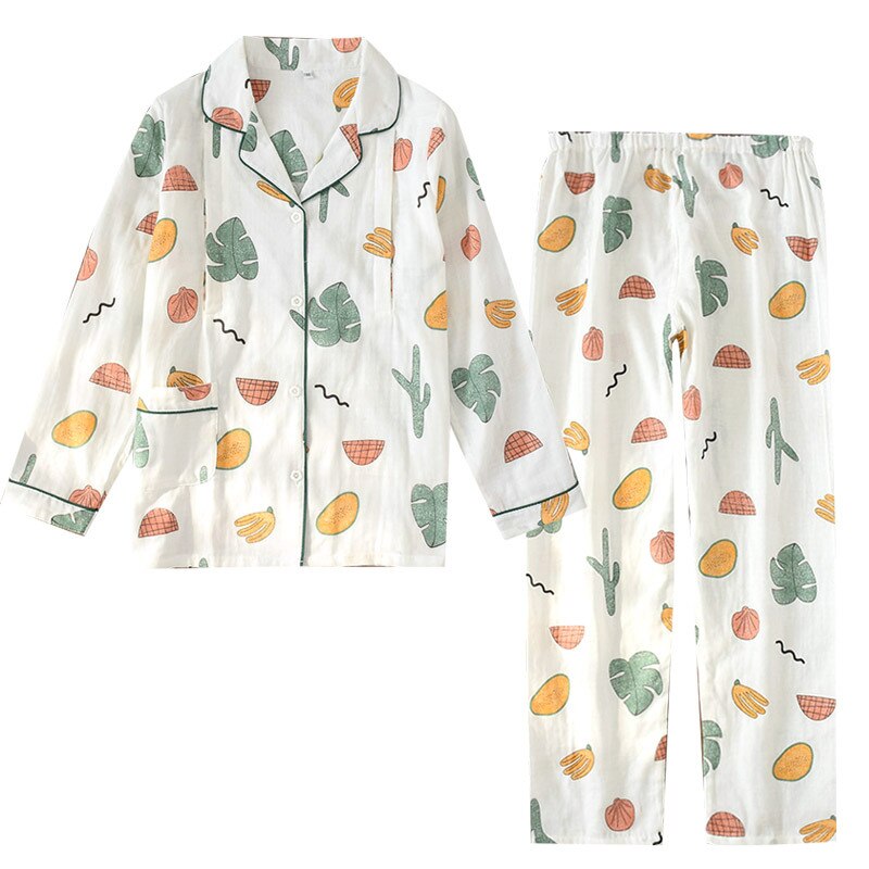 100% Cotton Gauze Thin Maternity Wear Women Pajamas Set Loose Breastfeeding Clothing Cartoon Sleepwear Autumn Plus Size Pajamas