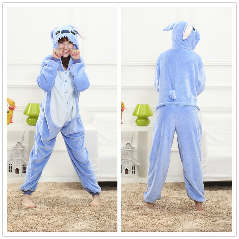 Animal Stitch Kigurumi Unicorn Onesie Adult Teenagers Women Pajamas Funny Flannel Warm Soft Overall Onepiece Night Home Jumpsuit