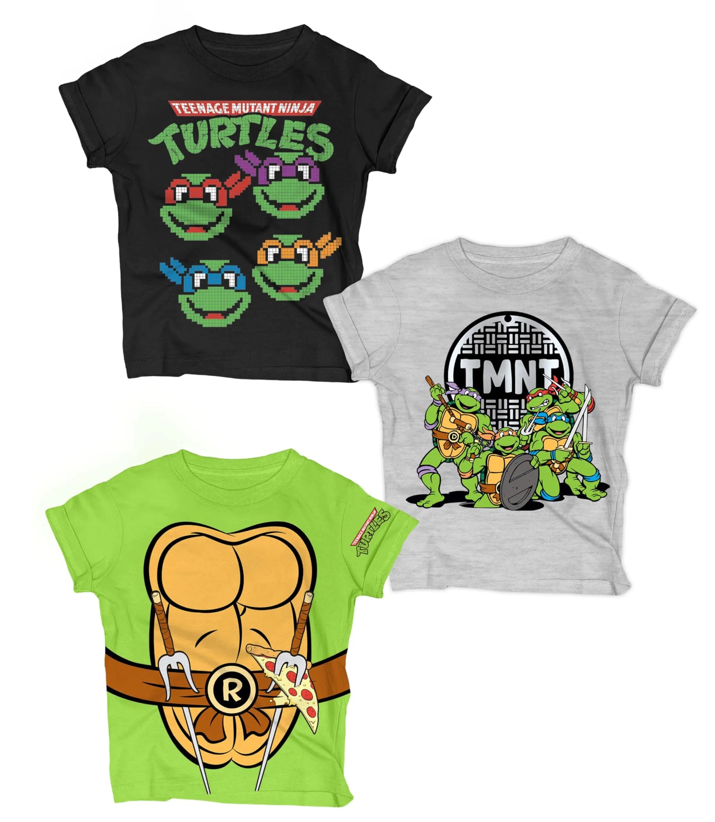 TMNT Ninja Turtles T-Shirt Outfit Boy Tee Toddlers Birthday to Kids Clothes 10 GnH/Gy/Bk SS