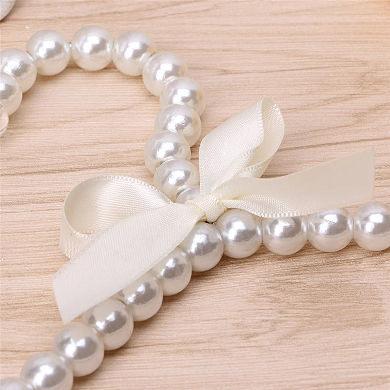Plastic Pearl Beaded Bow Hangers for Kids' Clothes (2pcs)