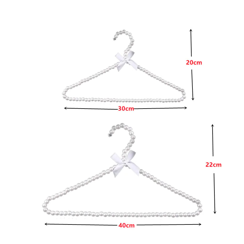 Plastic Pearl Beaded Bow Hangers for Kids' Clothes (2pcs)