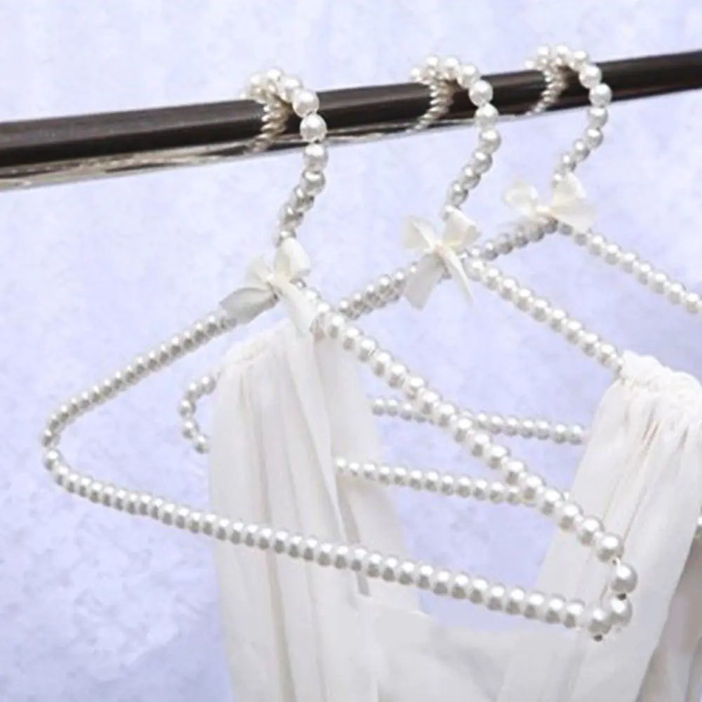 Plastic Pearl Beaded Bow Hangers for Kids' Clothes (2pcs)