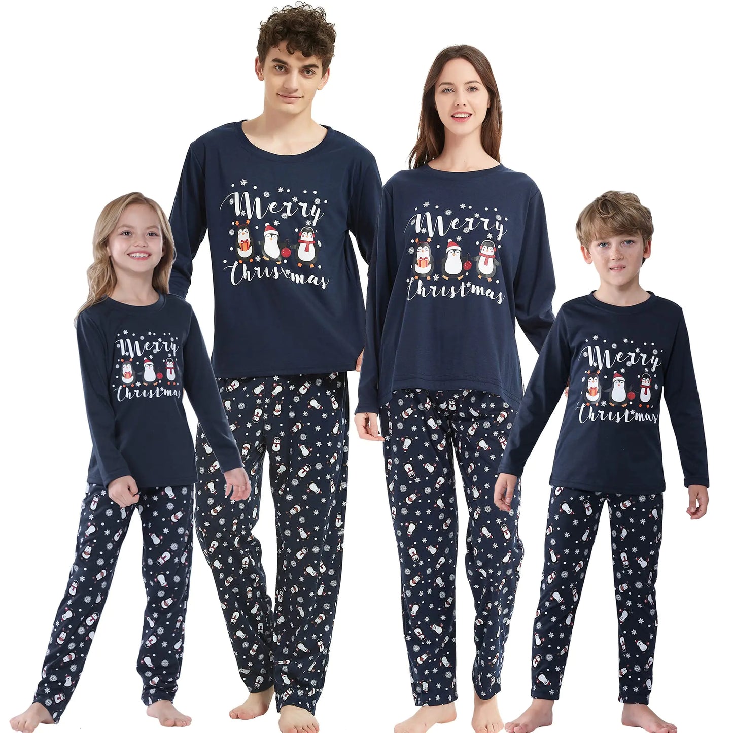 Vozanet Famliy Matching Pajama Sets With Penguin Cute Cartoon Christmas Sleepwear Lovely Jammies for Whole Family Xmas Clothes Penguin-Kids 2T