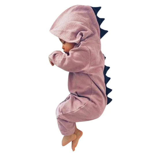 Noubeau Interesting Infant Baby Kids Cartoon Dinosaur Hooded Romper Jumpsuit Layette Sets Clothes (Pink 0-3 Months)