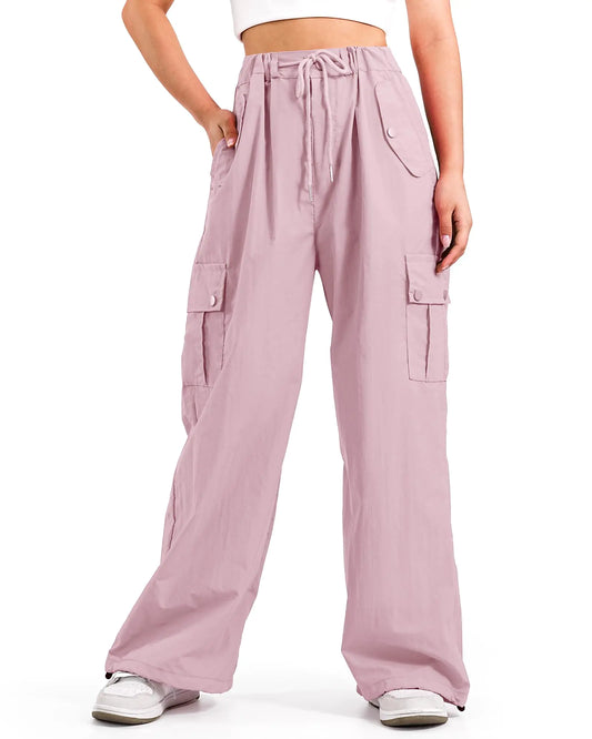 KEREDA Cargo Pants for Girls Parachute Baggy Joggers Pants Kids Clothes with Pockets 11-12Y Pink