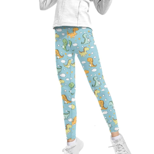 BYCHECAR Dinosaur Girls Dance Leggings Active Pants Size 10-11 Kids Clothes for Gymnastics Sport Workout Yoga Leggings Stretchy Cozy Tights