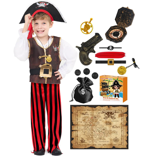 BIBUTY Pirate Costume Kids Halloween Costumes for Boys Girls Pretend Play & Dress Up Clothes for Little Boys Girls Halloween Costumes for Kids Toddler Boys Pirate Costume Toys Gifts for Kids 3-6