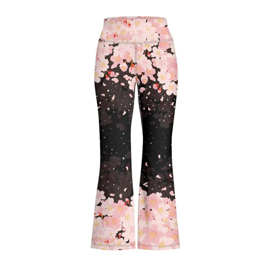 Rweroyiu Girls Yoga Pants Pretty Cherry Blossom Pants Cute Flare Leggings for Girls Loose Kids Clothes Girls Size 7-8 Stretchy Sports Trousers Running Jogger Pant Beach Pants