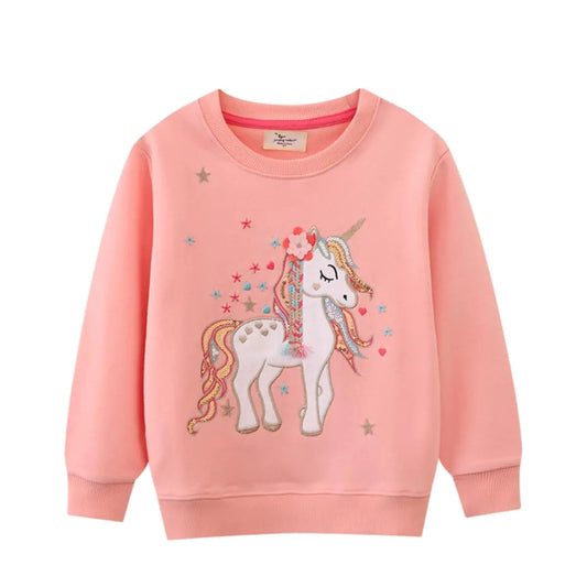 NUBEEHOHO Baby Girls Crewneck Unicorn Sweatshirt Toddler Fleece Long Sleeve Pullover Sweater Kids Fall Winter Warm Shirts Clothes 7t