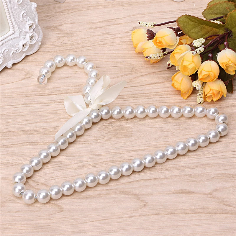 Plastic Pearl Beaded Bow Hangers for Kids' Clothes (2pcs)