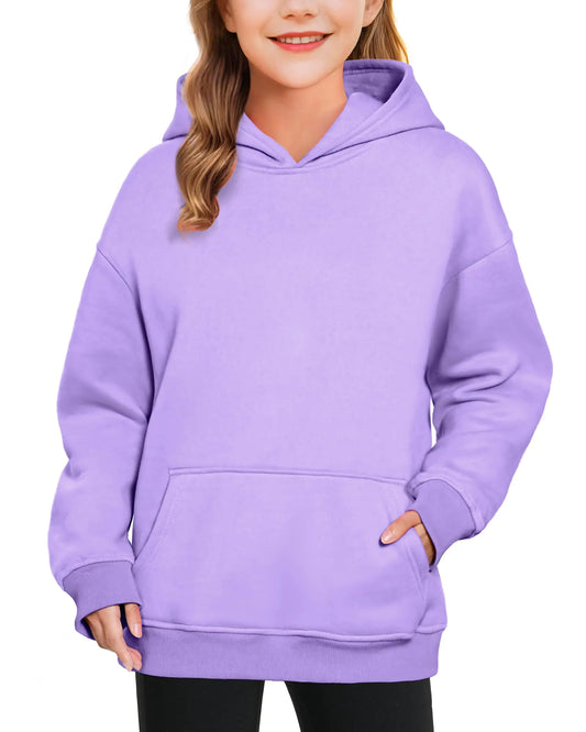 KEREDA Hoodies for Teen Girls Fashion Sweatshirt Fleece Pullover Tops Kids Clothes 9-10 Years Purple