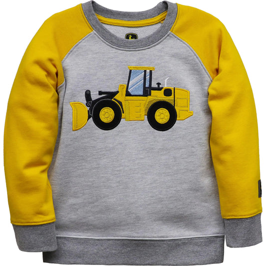 John Deere Kids Clothes Boys Toddler Sweatshirt Truck Yellow Sleeves Size 2T