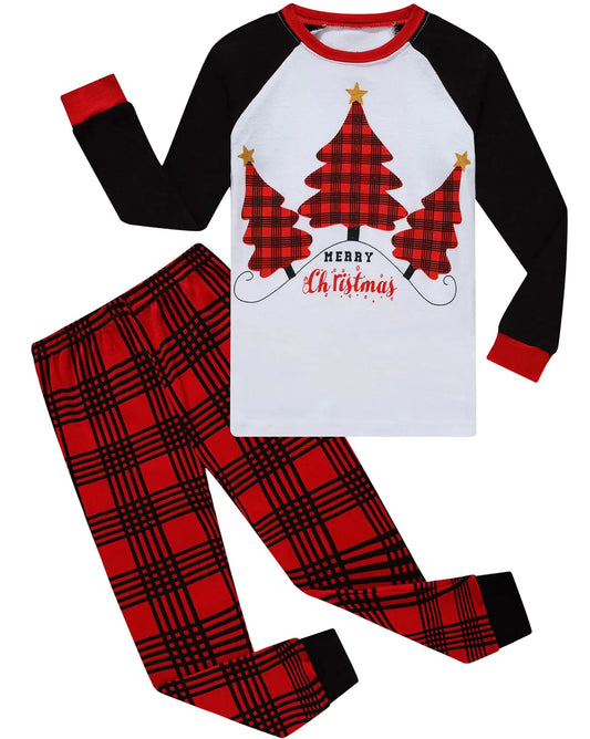 Demifill Boys and Girls Cotton Pajamas Christmas Christmas Tree Pajamas Toddler Clothes Kids Children Sleepwear Size 8 Red&White