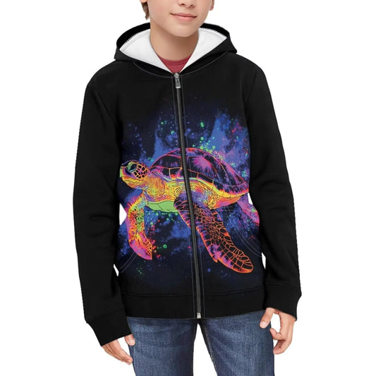 Suobstales Turtle Paint Splatter Print Hoodies for Boys Basic Hooded Sweatshirt Long Sleeves Shirt Sports Theme Kids Clothes Baseball Zip-Up Hoodie Jacket Coats Size 6-7 S