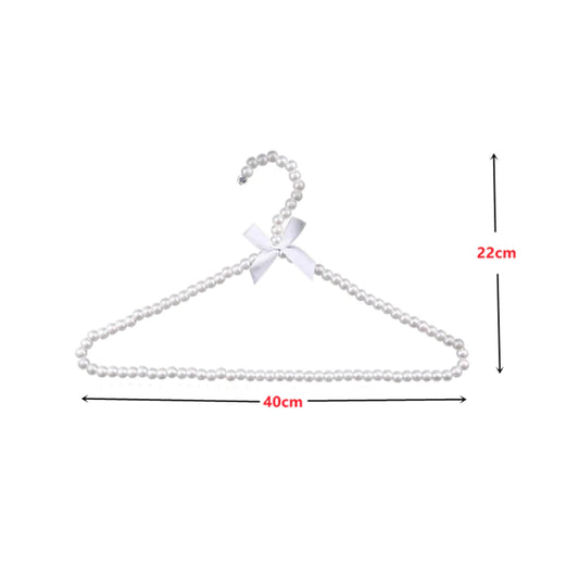 Plastic Pearl Beaded Bow Hangers for Kids' Clothes (2pcs)