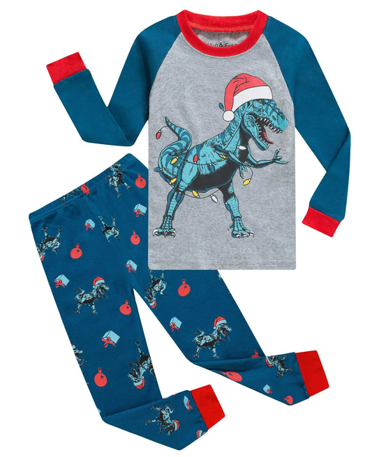 Dolphin&Fish Boys Christmas Pajamas Dinosaur Pjs Kids Sleepwear Toddler boy girls Clothes Size 7 Blue