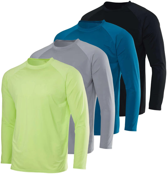4-Pack: Boys Long Sleeve Rash Guard Shirt Top Swim Shirts Boy Surf Sun Protection UPF BJJ Fishing Compression Swimwear Swimsuit Bathing Shirt Kids Clothes Swimming Summer Rashguard - Set 6 L (10/12)
